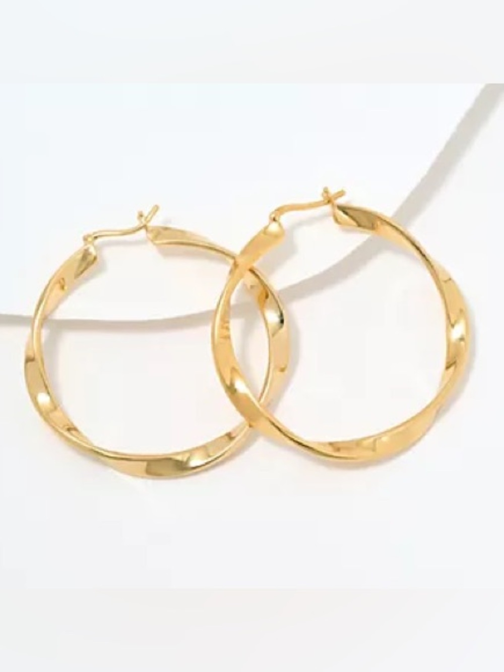 Christian James by Scott Grimes 14K Gold Clad 1-1/2" Ripple Hoop Earrings